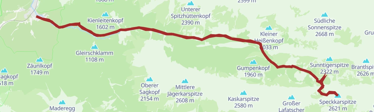 Route map: Bike & Hike Speckkarspitze, 2.621 m